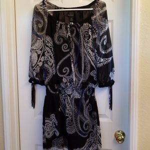 White House Black Market XS black/white/blue dress